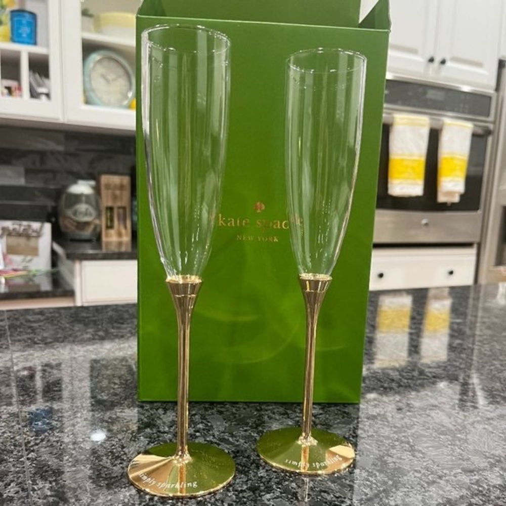 Kate Spade “Simply Sparkling” Gold Champagne Flutes